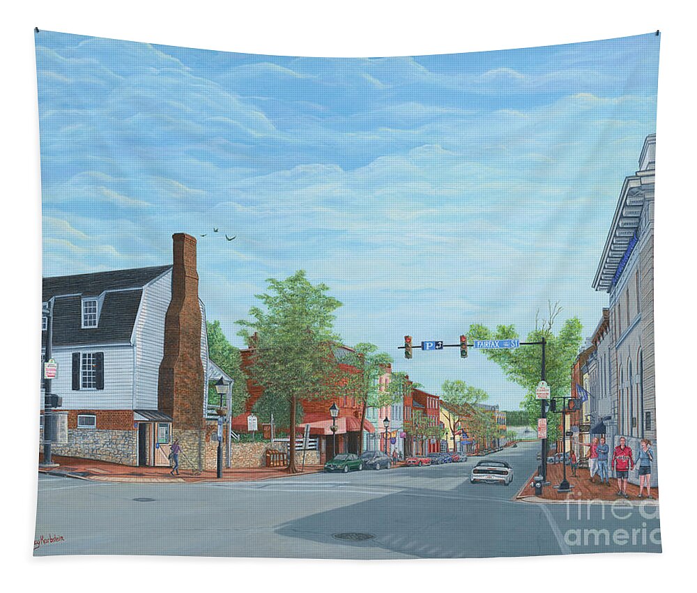 Alexandria Tapestry featuring the painting King Street Old Town Alexandria by Aicy Karbstein