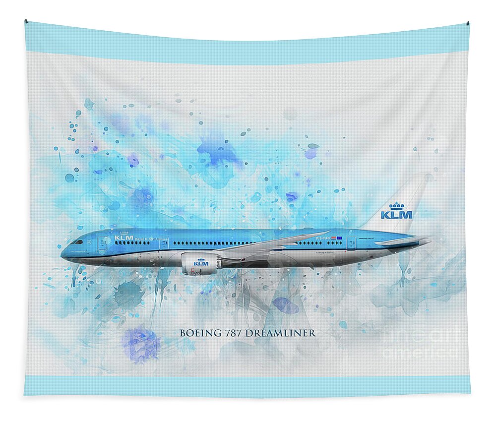 Klm. Boeing Tapestry featuring the digital art Klm Boeing 787 Dreamliner by Ian Mitchell