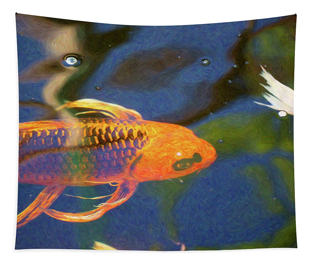Picasso's Pets Tapestry featuring the digital art Koi Pond Fish - Picasso's Pets - by Omaste Witkowski by Omaste Witkowski