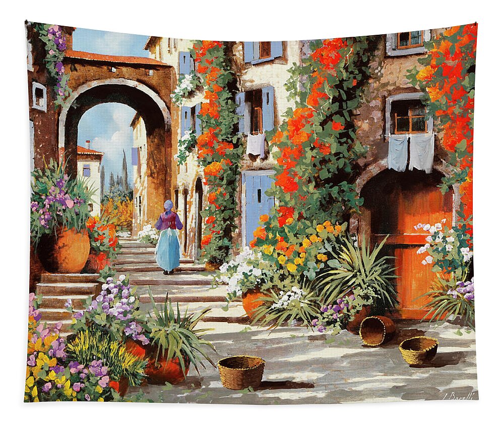 Woman Walking Tapestry featuring the painting La Donnina by Guido Borelli