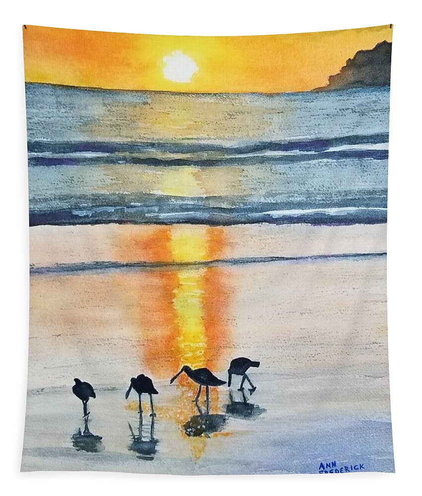 Sunset Tapestry featuring the painting Coronado Sunset by Ann Frederick