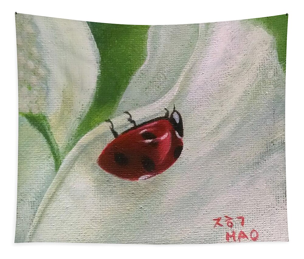 Lady Bug Tapestry featuring the painting Ladybug by Helian Cornwell