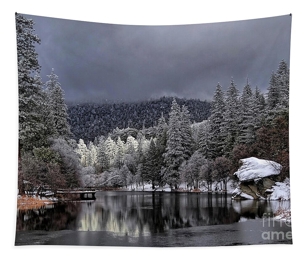 Idyllwild Tapestry featuring the photograph Lake Fulmor by Alex Morales