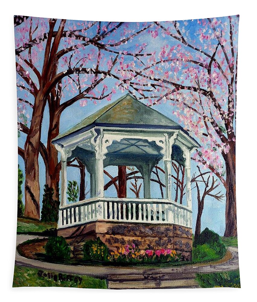 Salem Va Tapestry featuring the painting Lake Spring Park Gazebo Salem VA by Julie Brugh Riffey