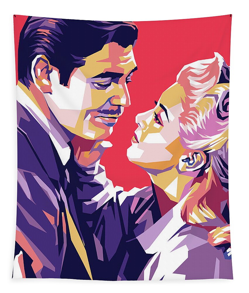 Lana Tapestry featuring the photograph Lana Turner and Clark Gable by Stars on Art