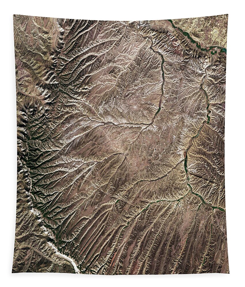 Satellite Image Tapestry featuring the digital art Landscape in western Colorado from space by Christian Pauschert