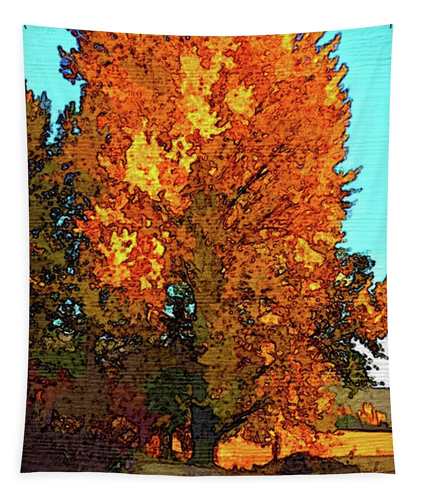 Yellow Tapestry featuring the digital art Large Birch by Robert Bissett