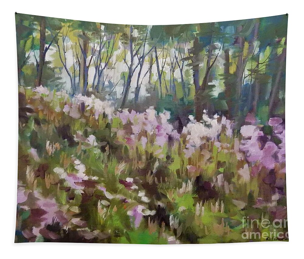Landscape Tapestry featuring the painting Late Summer Riot by K M Pawelec