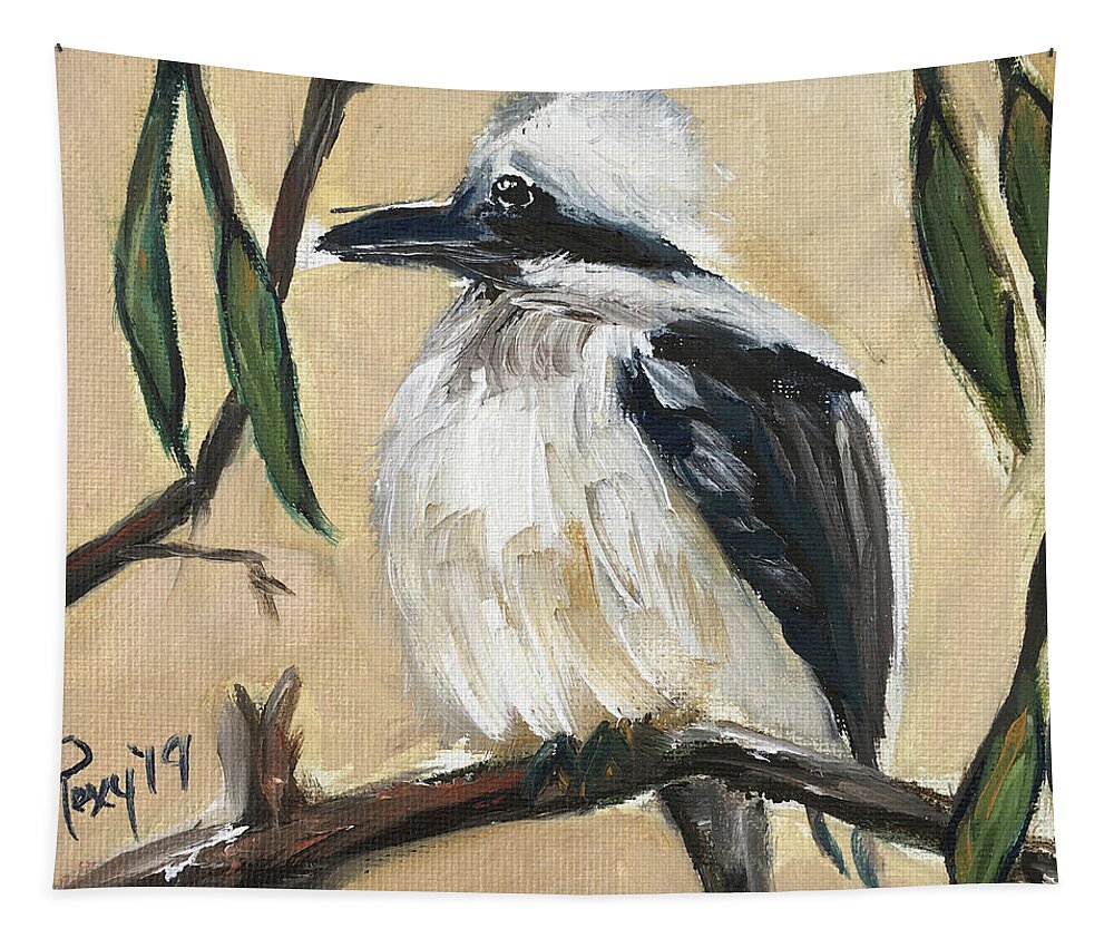 Laughing Kookaburra Tapestry featuring the painting Laughing Kookaburra by Roxy Rich