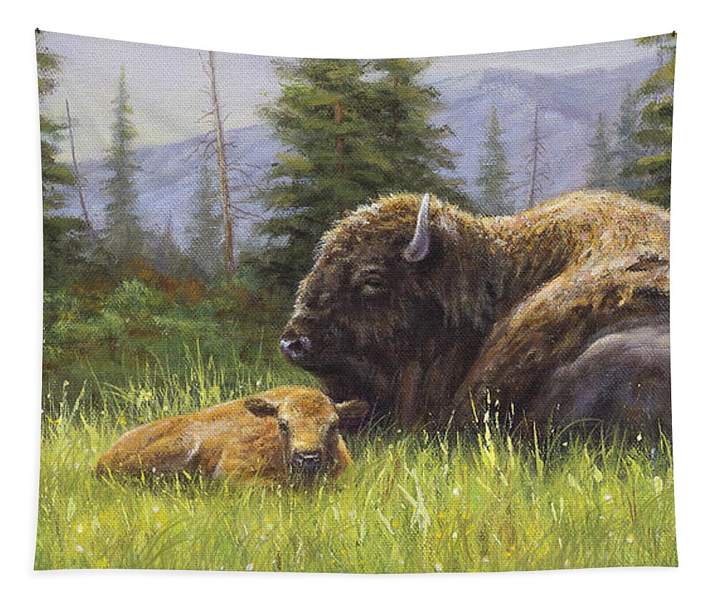 Bison Tapestry featuring the photograph Lazy Day by Kim Lockman