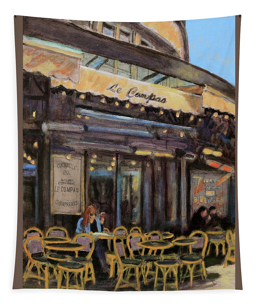 Cafe Tapestry featuring the painting Le Compas by David Zimmerman