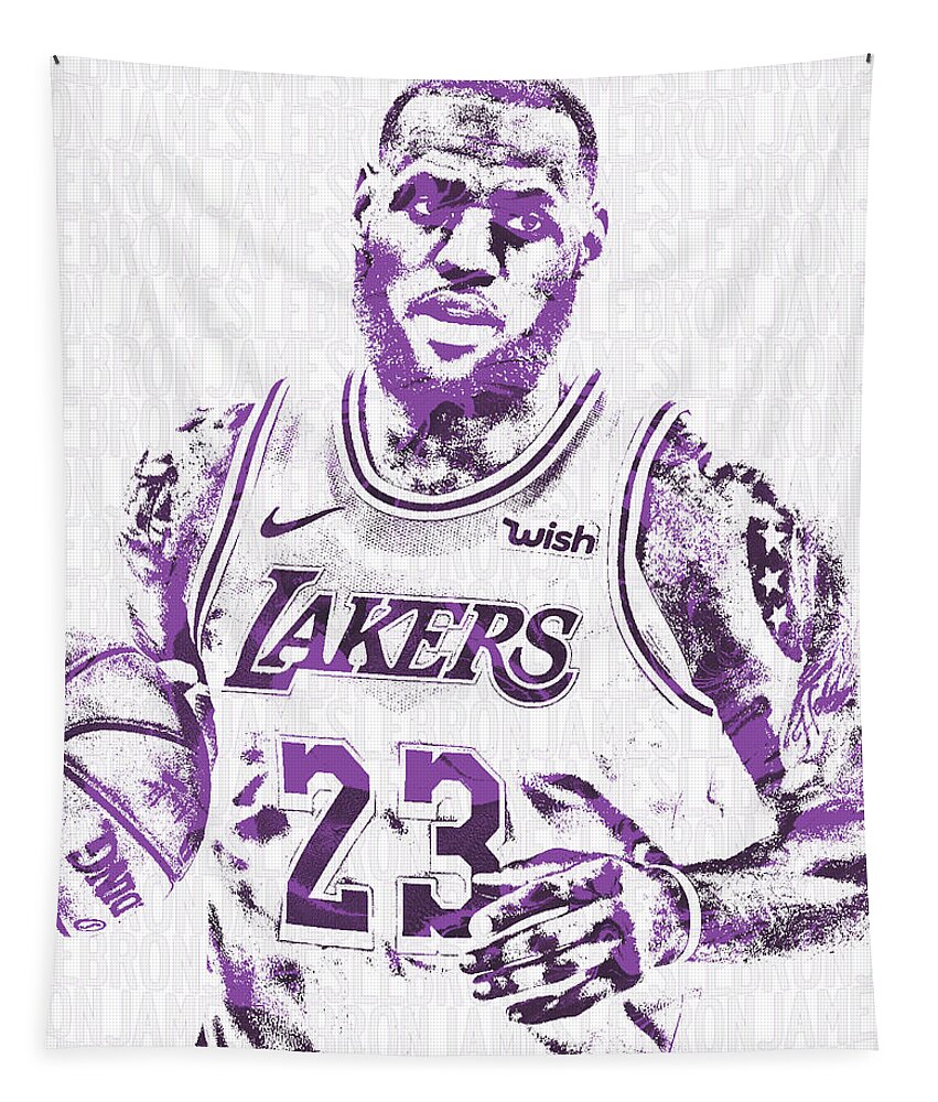 Lebron James Los Angeles Lakers Abstract Art 15 Tote Bag by Joe