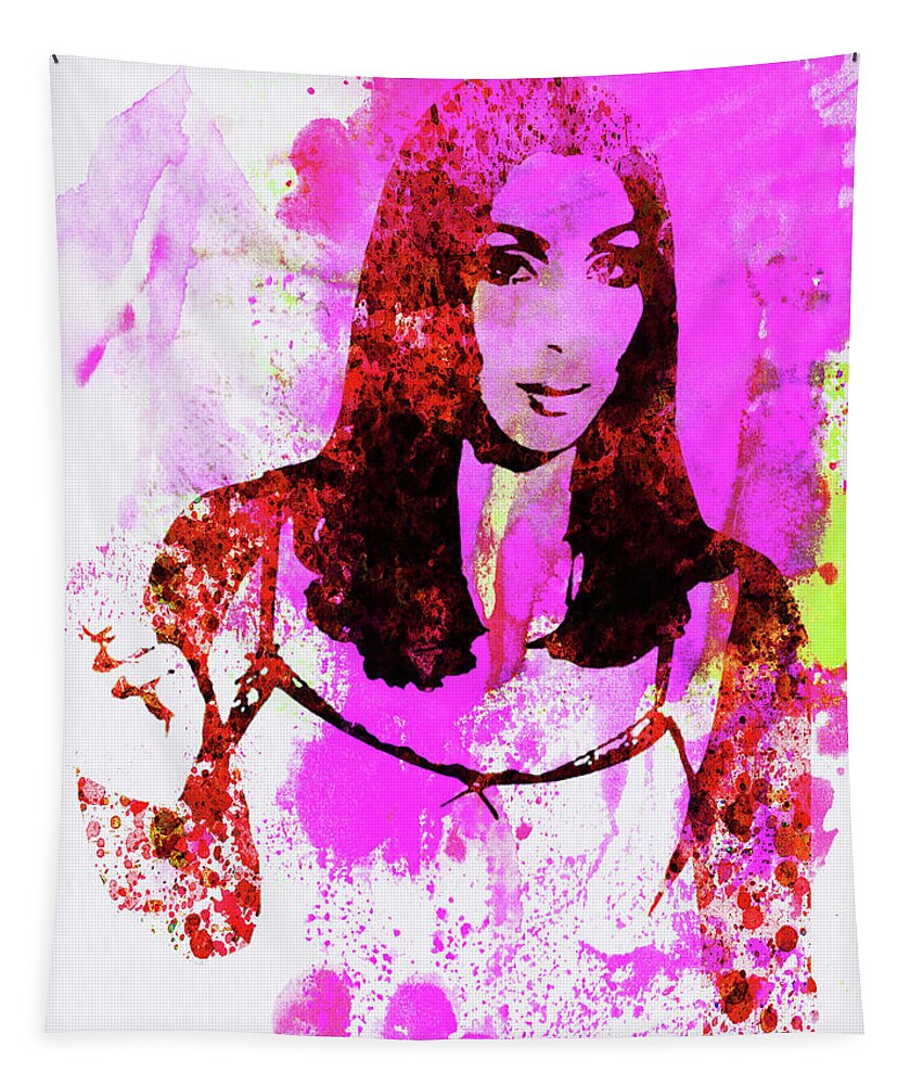 Cher Tapestry featuring the mixed media Legendary Cher Watercolor by Naxart Studio