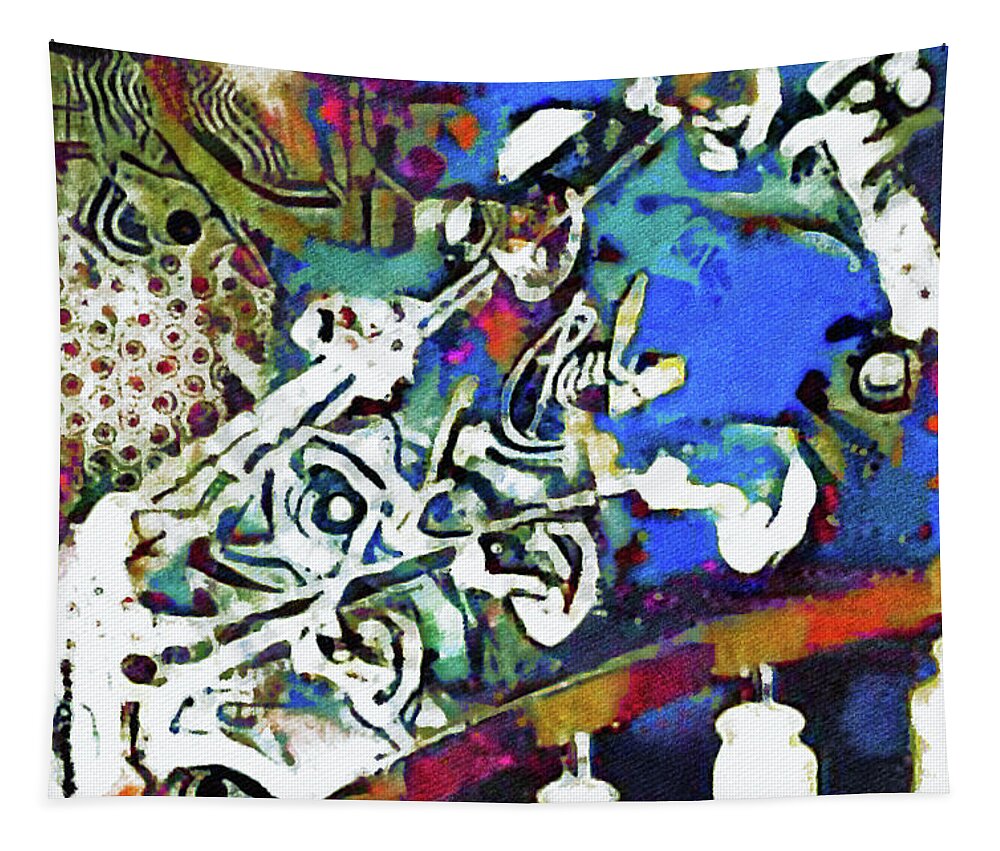 Les Paul Tapestry featuring the mixed media Les Paul by Susan Maxwell Schmidt