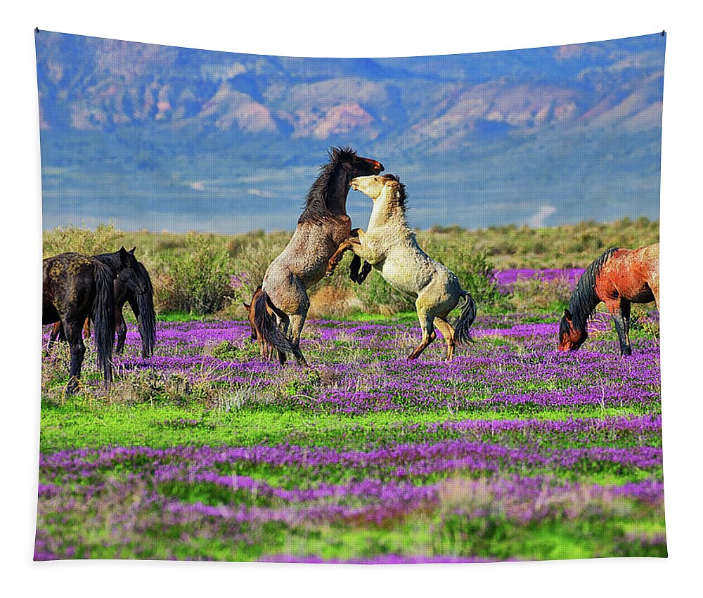 Horses Tapestry featuring the photograph Let's Dance by Greg Norrell