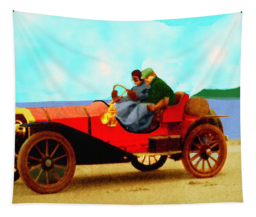 Vintage Automobile Tapestry featuring the digital art Let's See What She Can Do by Cliff Wilson