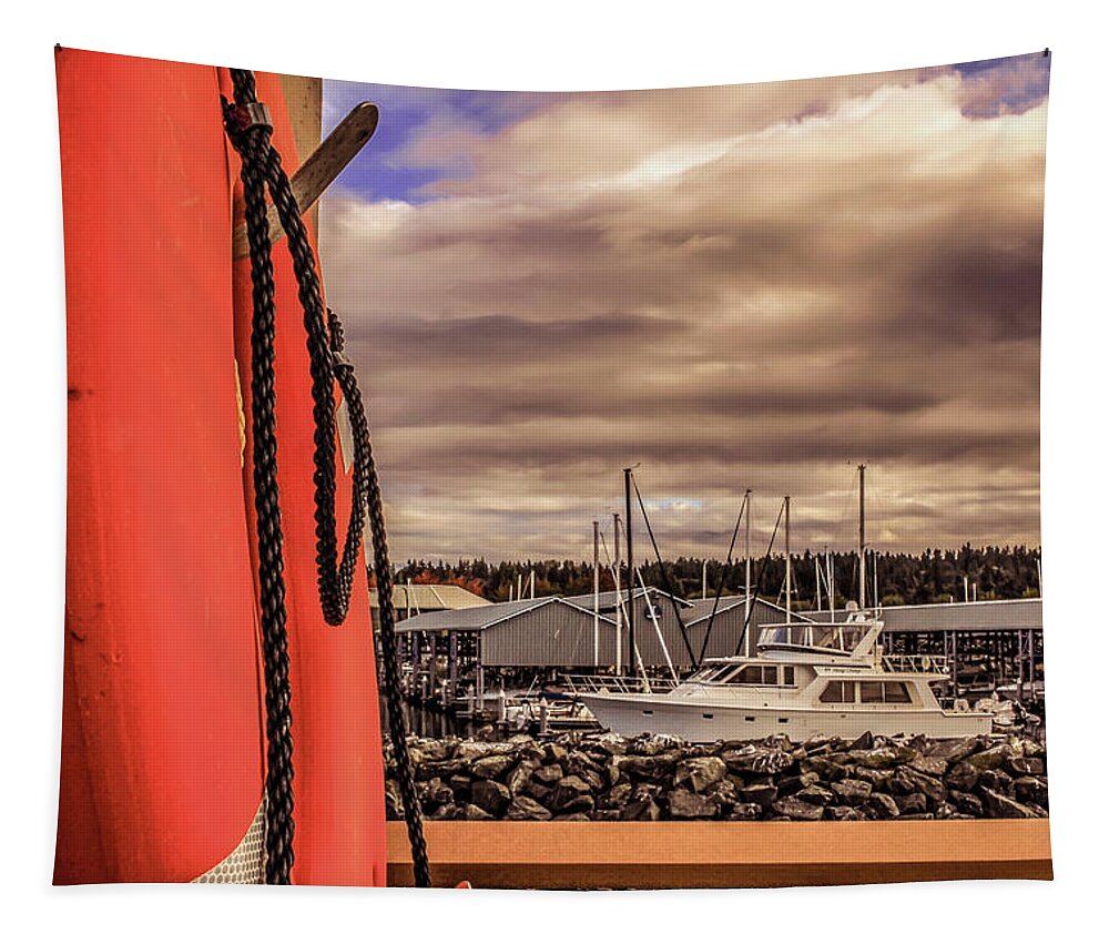 Lifesaver Tapestry featuring the photograph Lifesaver in Edmonds Beach by Anamar Pictures