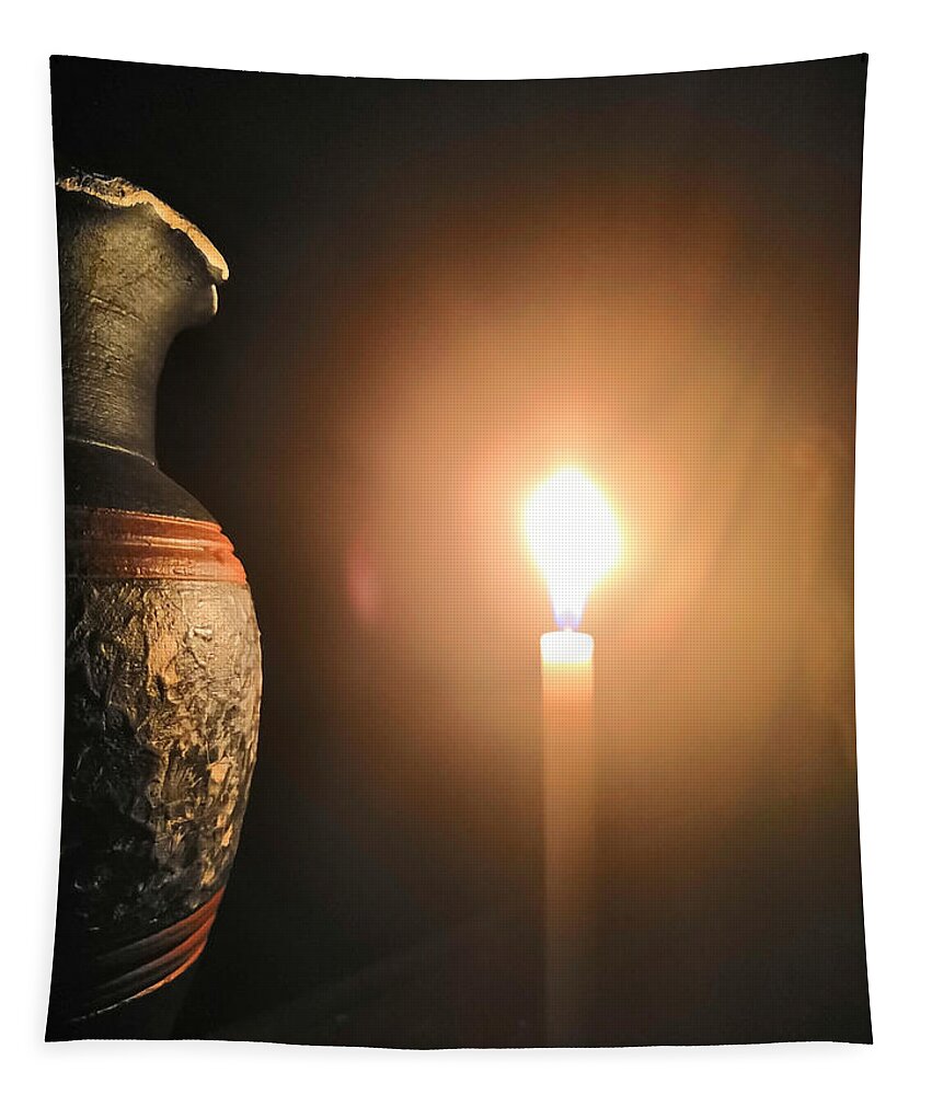 Candle Light Tapestry featuring the photograph Light in the dark by Ian Batanda
