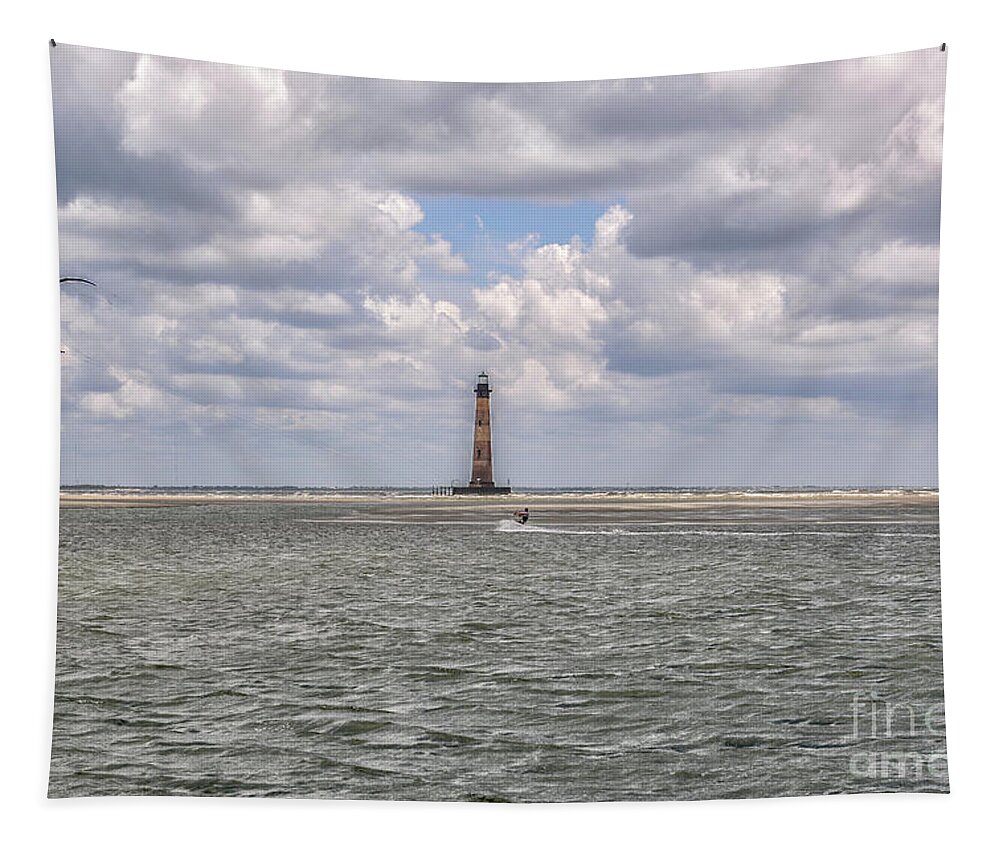Morris Island Lighthouse Tapestry featuring the photograph Lighthouse Flying by Dale Powell
