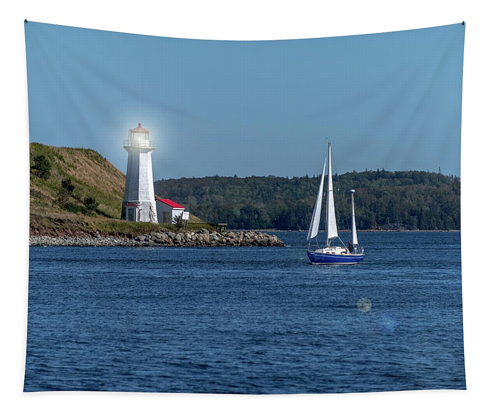 Halifax. Ns Tapestry featuring the photograph Lighthouse in Halifax by Patrick Boening