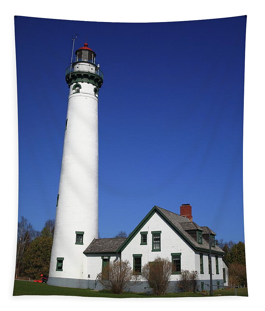 America Tapestry featuring the photograph Lighthouse - Presque Isle Michigan by Frank Romeo