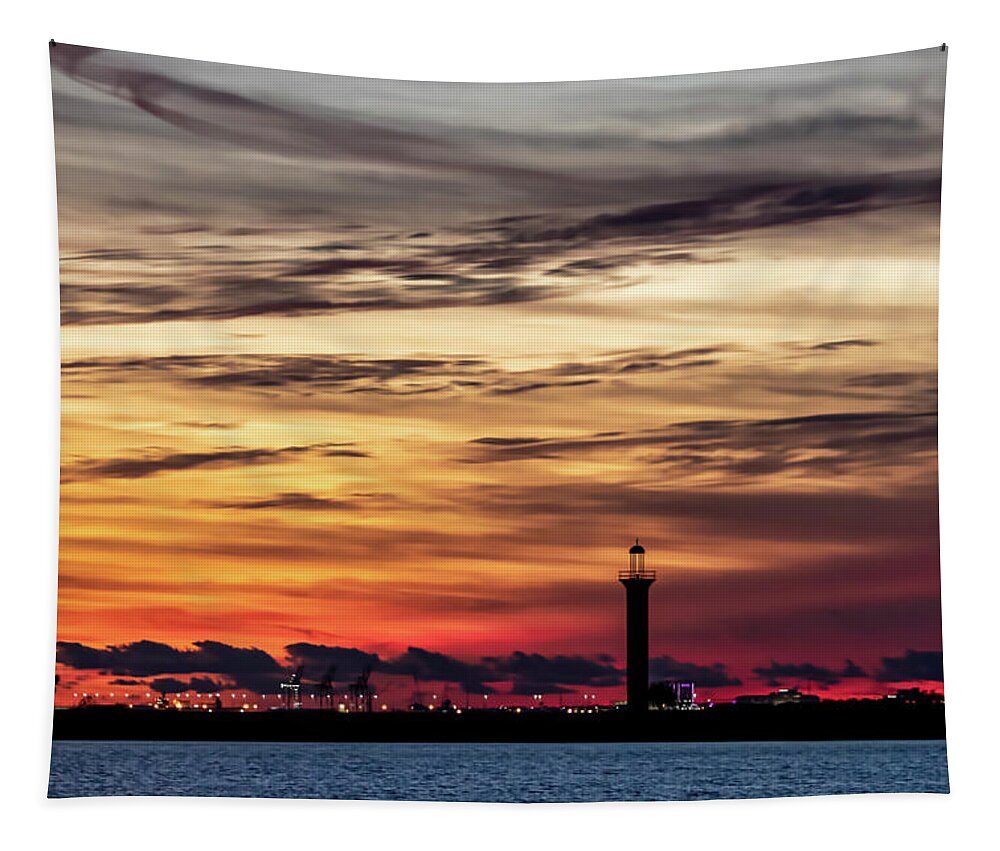 Silhouette Tapestry featuring the photograph Lighthouse Silhouette by JASawyer Imaging