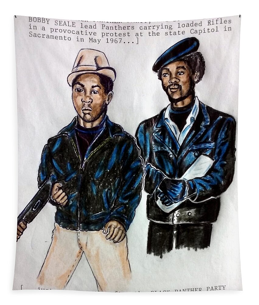 Black Art Tapestry featuring the drawing Lil Bobby Hutton by Joedee