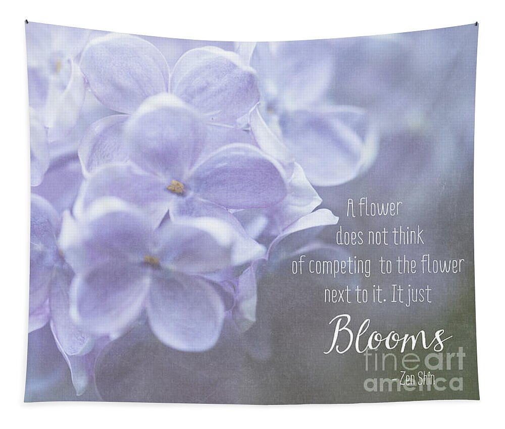 Lilac Tapestry featuring the photograph Lilac Blooms with Quote by Anita Pollak