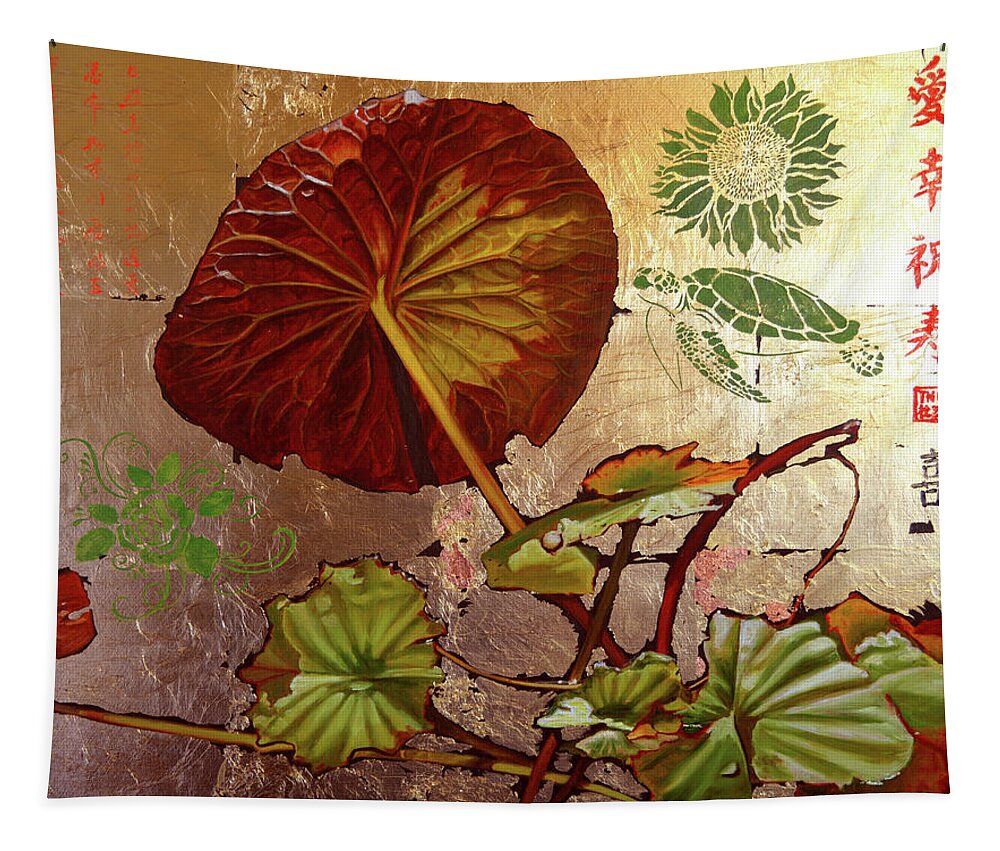 Lily Pad Tapestry featuring the painting Lily Pad 18 by Thu Nguyen