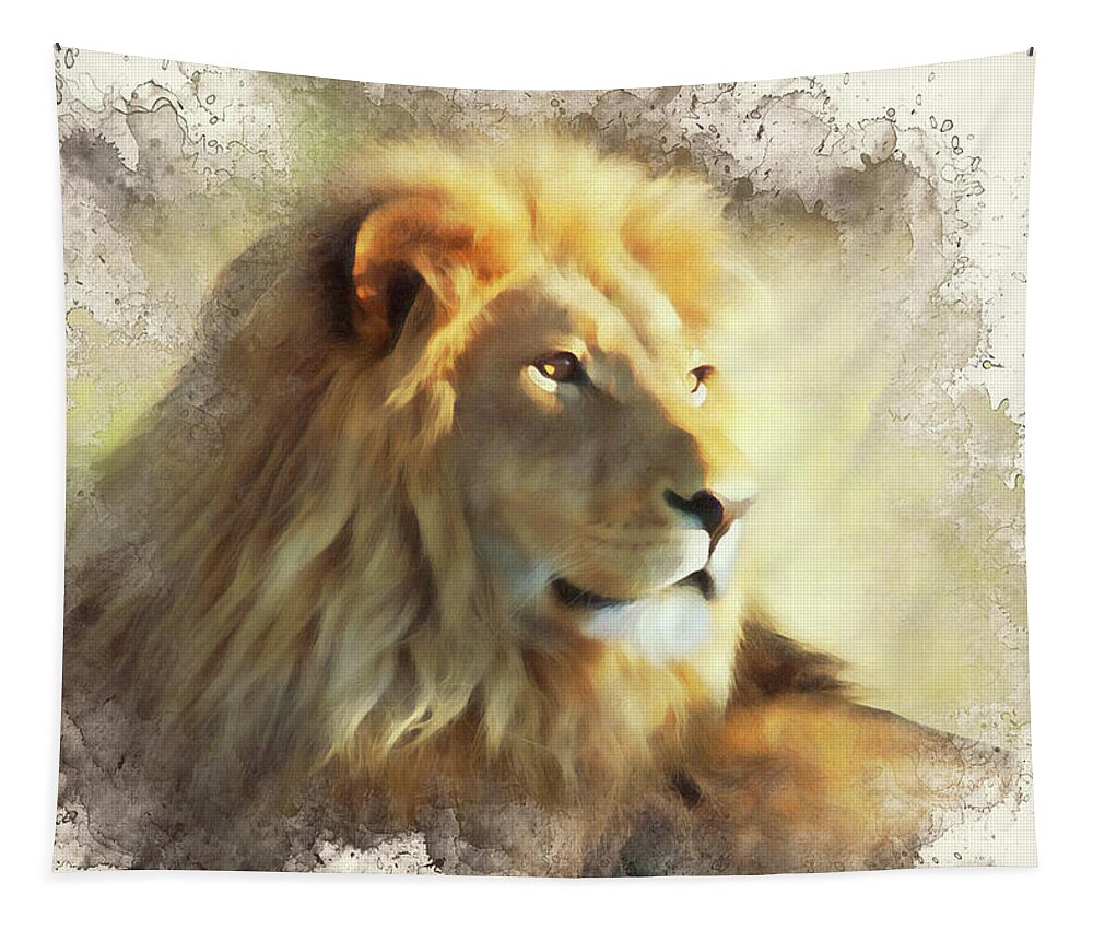 Lion King Tapestry featuring the painting Lion King - 08 by AM FineArtPrints
