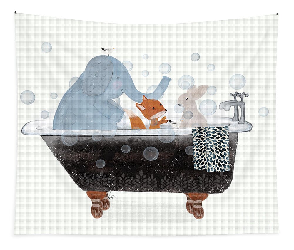 Nursery Wall Art Tapestry featuring the painting Little Bath Time by Bri Buckley