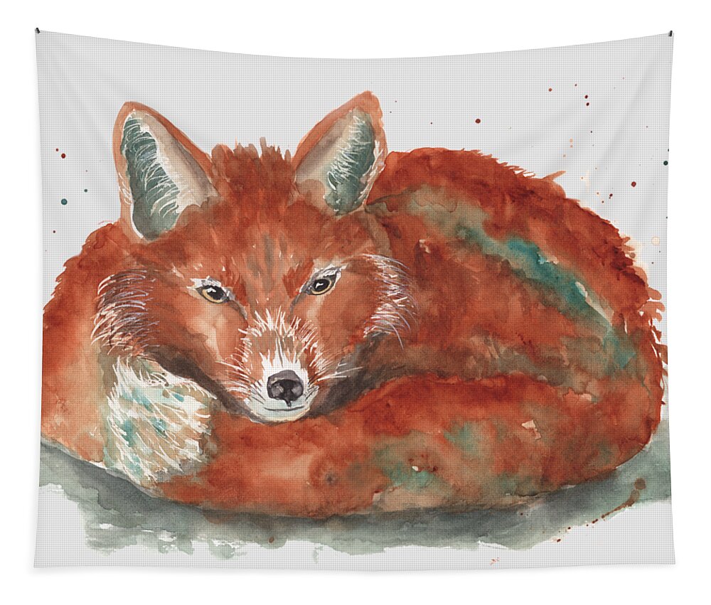 Fox Tapestry featuring the painting Little Fox by Jeanette Mahoney