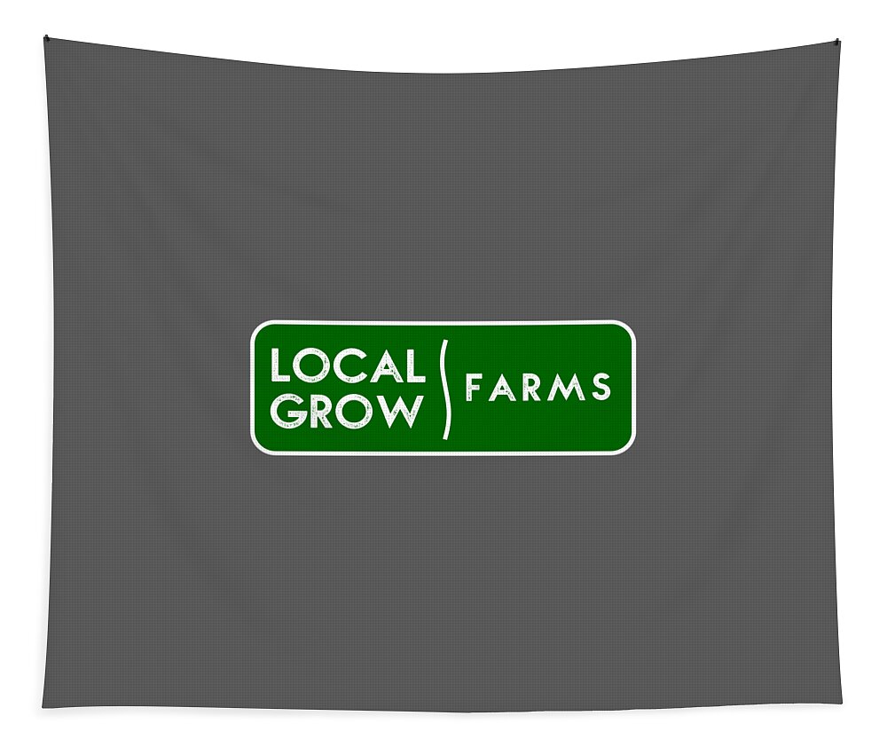  Tapestry featuring the drawing Local Grow Farms logo on dark backgrounds by Charlie Szoradi