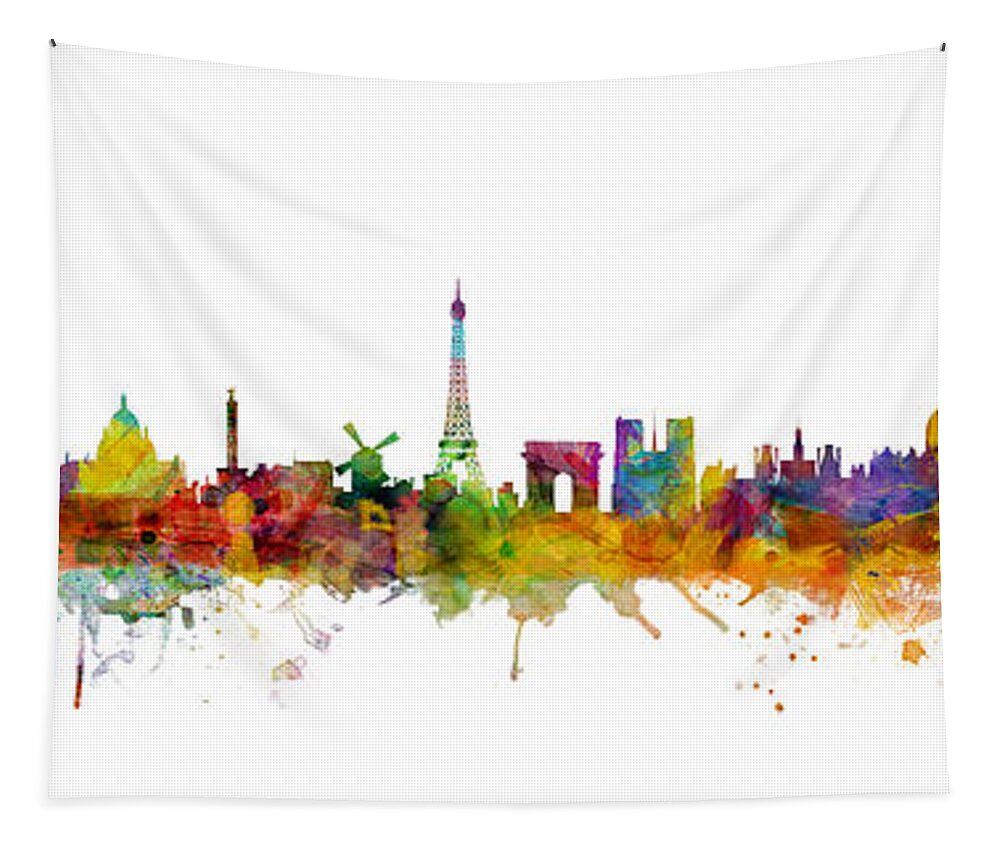 Rome Tapestry featuring the digital art London, Paris and Rome Skylines Mashup by Michael Tompsett