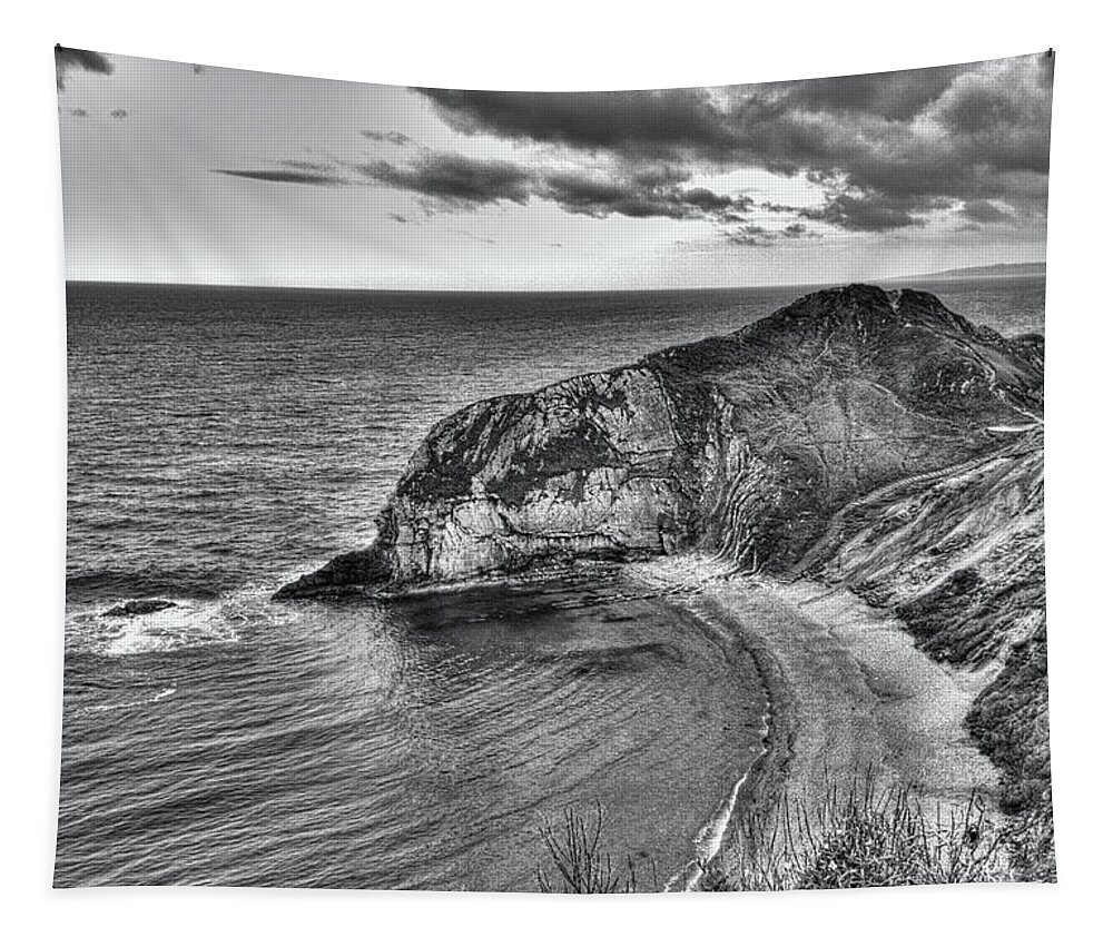 Lonely Cove Tapestry featuring the photograph Lonely Cove Monochrome by Jeff Townsend