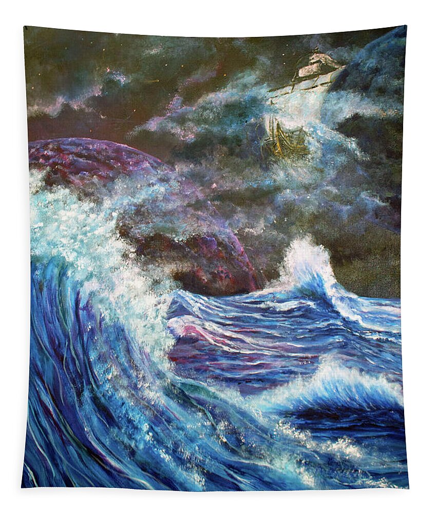 Blue Tapestry featuring the painting Long Journey by Medea Ioseliani
