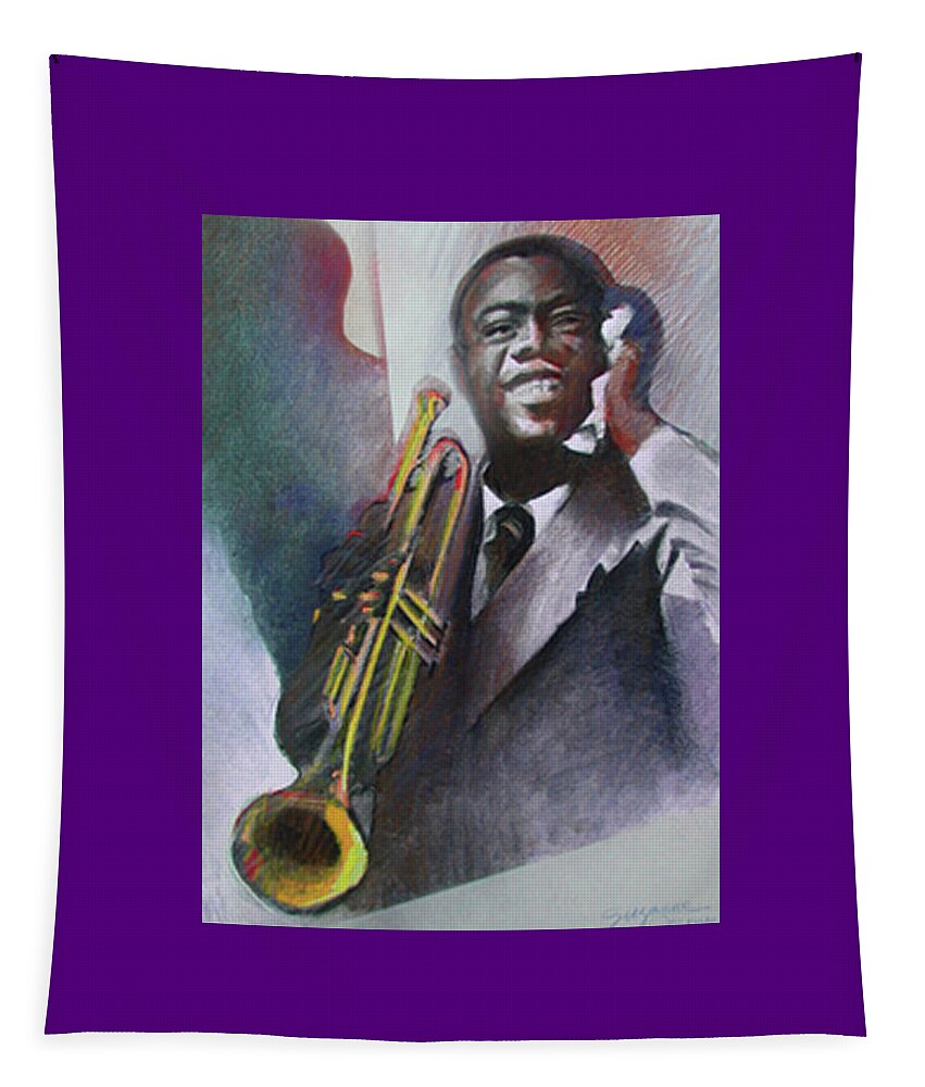 Louis Armstrong Tapestry featuring the painting Louis Armstrong by Suzanne Giuriati Cerny
