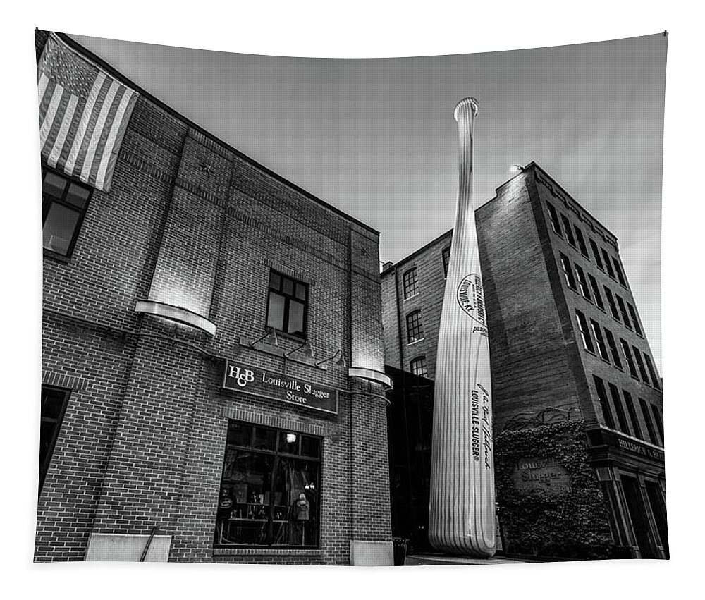 America Tapestry featuring the photograph Louisville Slugger at Sunset - Black and White by Gregory Ballos