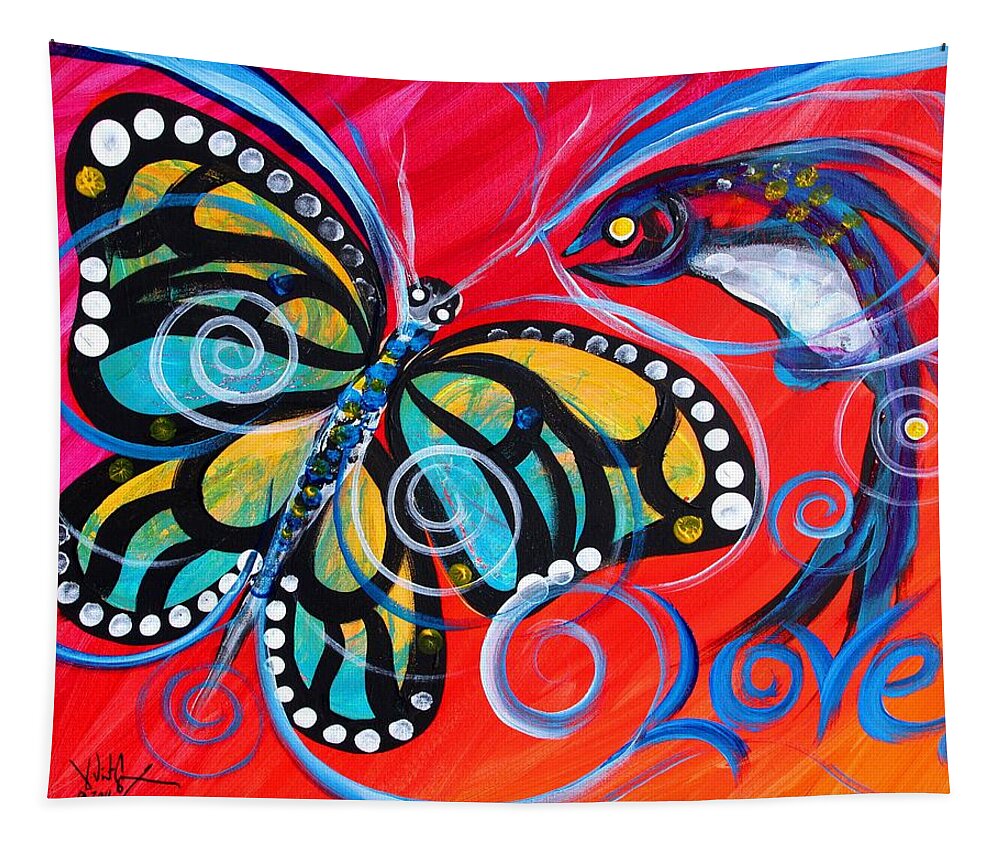 Butterfly Tapestry featuring the painting Love by J Vincent Scarpace