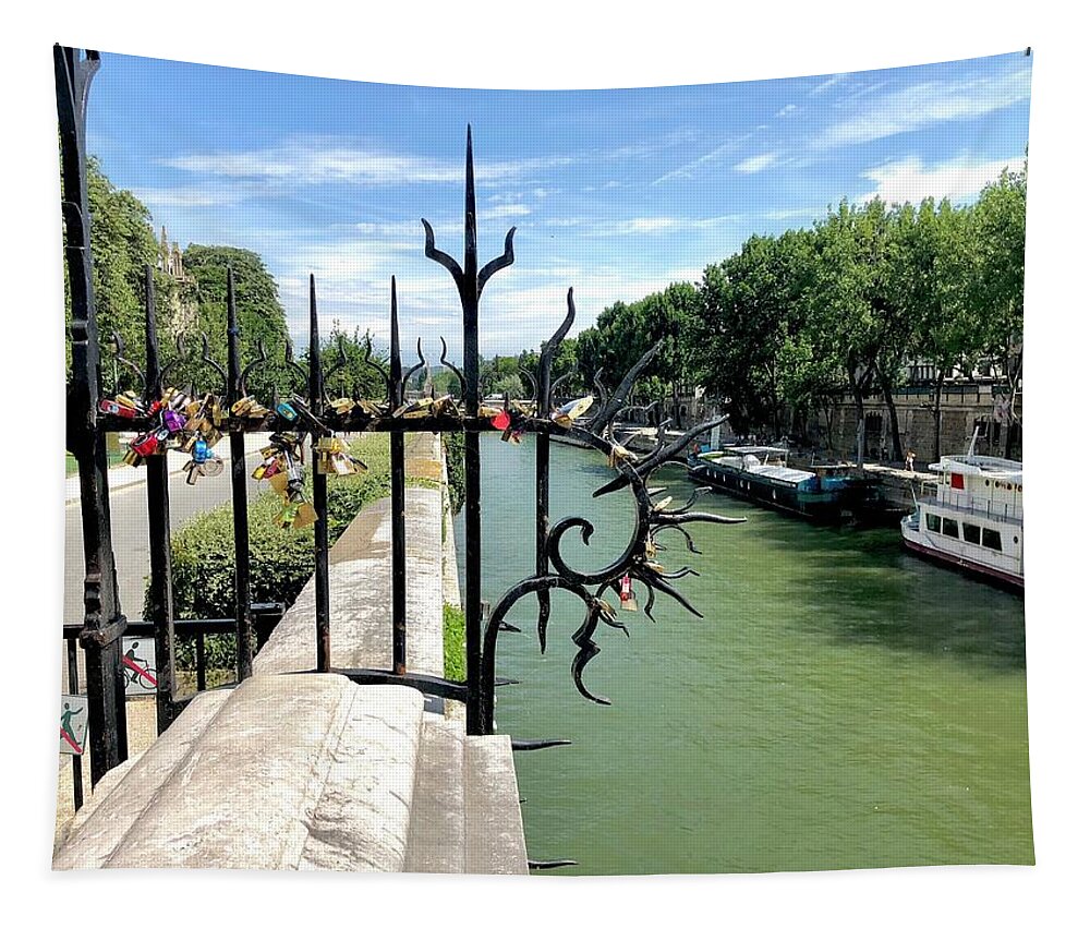 Paris Tapestry featuring the photograph Paris Love Locks by Charles Kraus