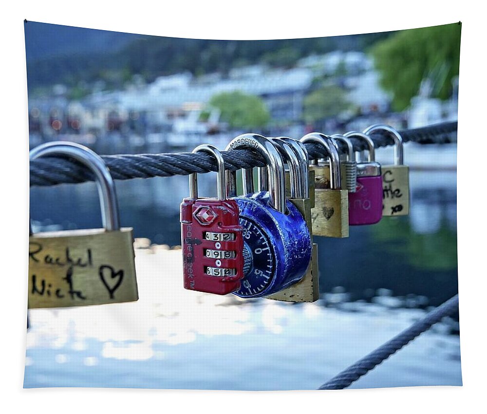 Love Tapestry featuring the photograph Love padlocks by Martin Smith