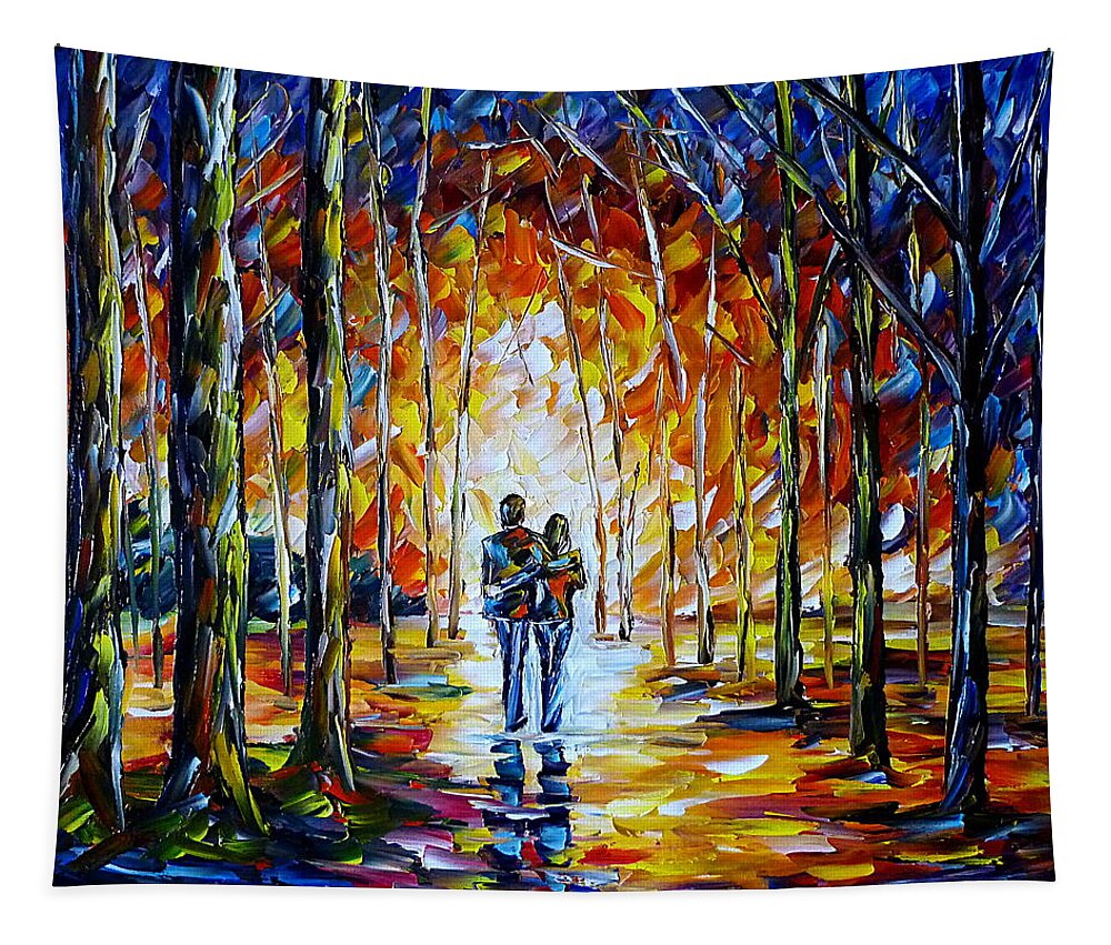 Park Landscape Tapestry featuring the painting Lovers In The Park by Mirek Kuzniar