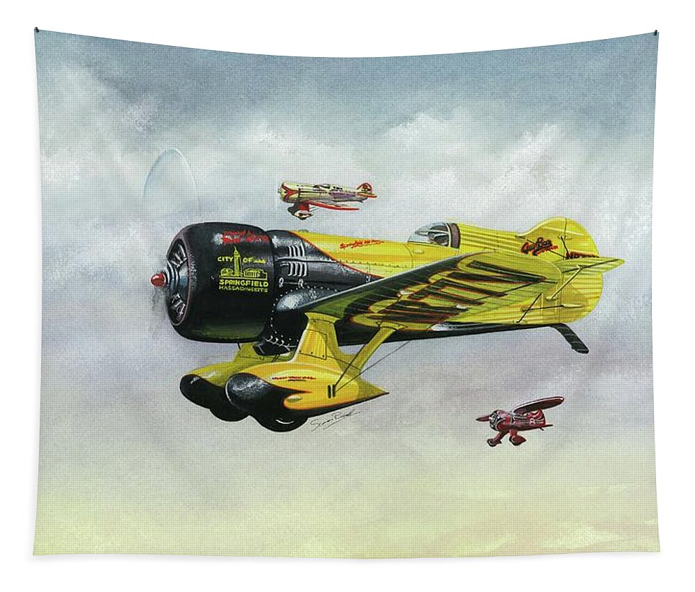 Granville Tapestry featuring the painting Lowell Bayle's Gee Bee by Simon Read