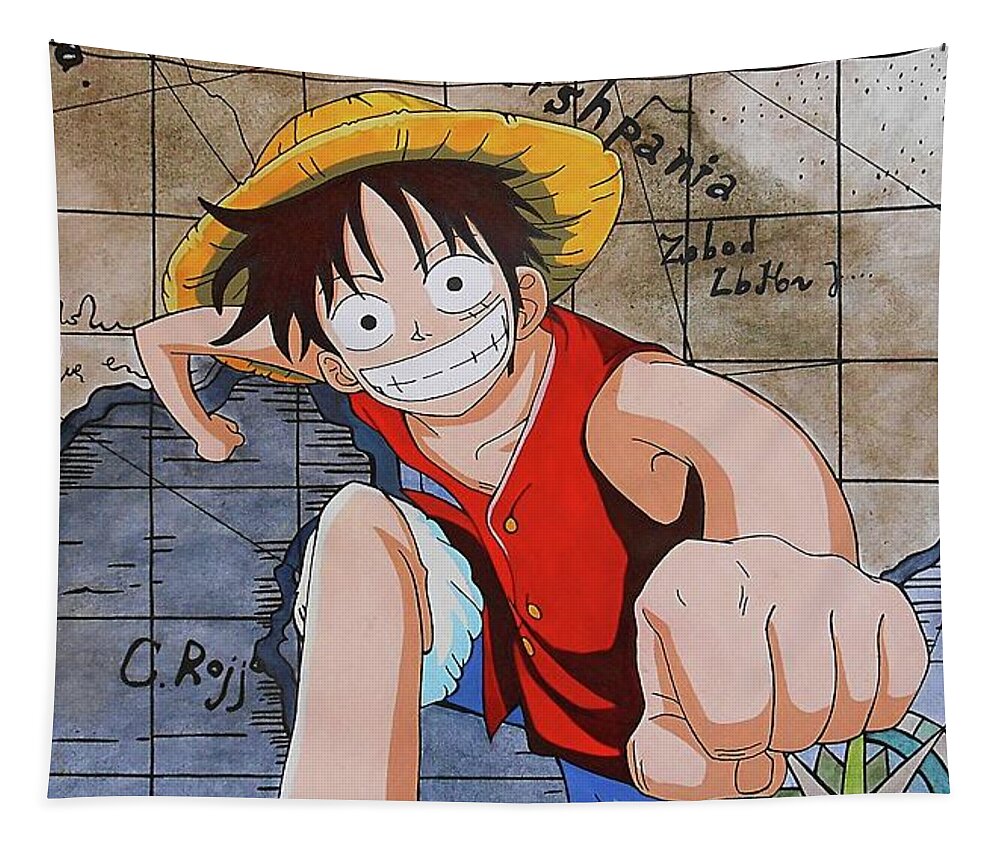 Luffy color drawing from One Piece anime Tapestry by Maryna Povhanych -  Fine Art America