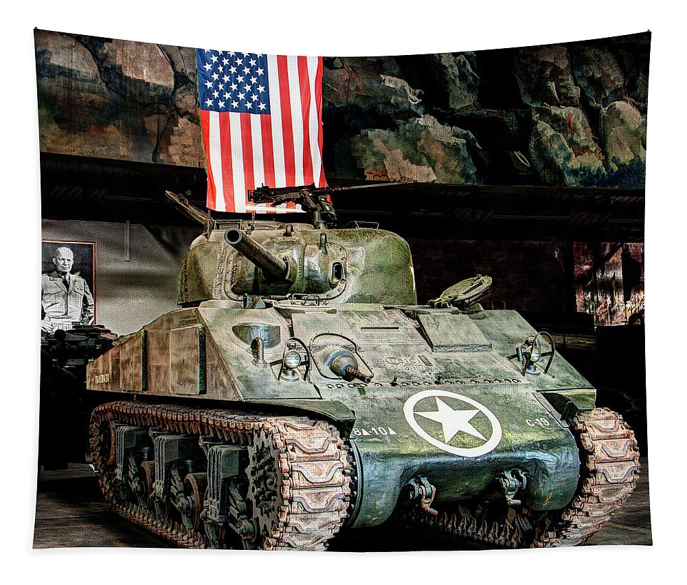M4 Sherman Tank Tapestry featuring the photograph M4 Sherman Old Glory by Weston Westmoreland