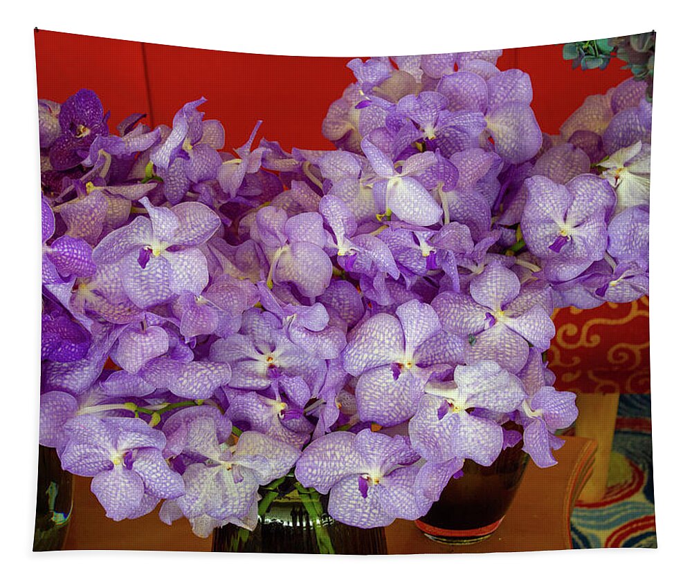 Flowers Orchids Tapestry featuring the photograph Magenta Orchids by Rocco Silvestri