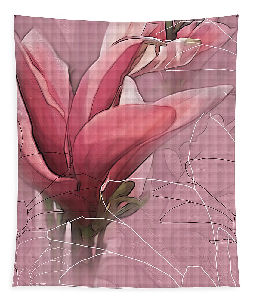 Saucer Magnolia Tapestry featuring the digital art Magnolia Musings by Gina Harrison