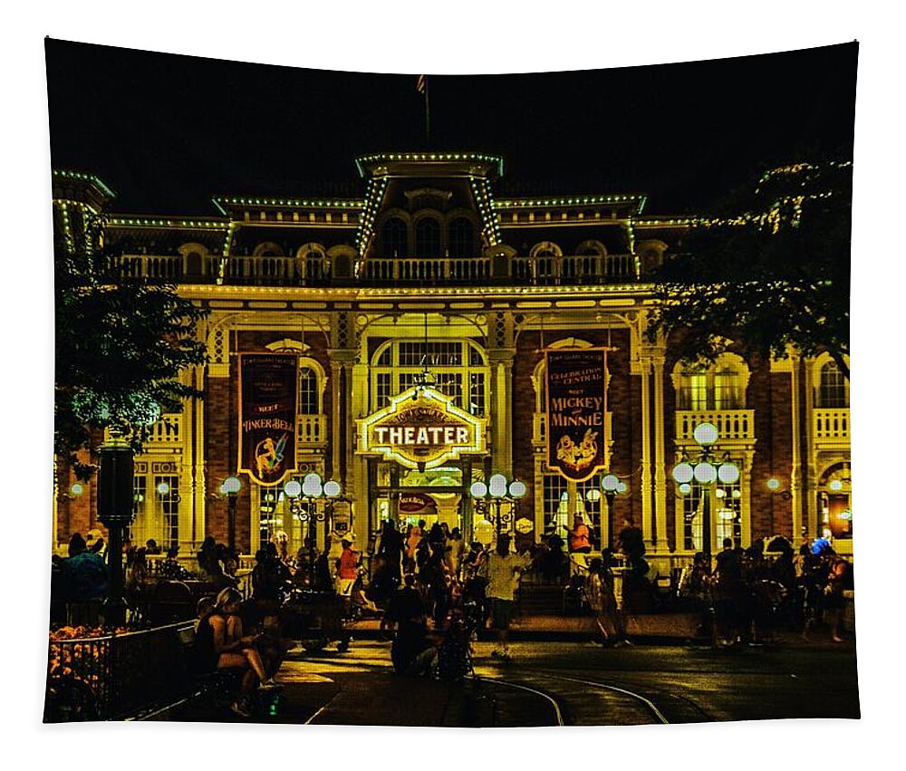  Tapestry featuring the photograph Main Street Theater by Rodney Lee Williams
