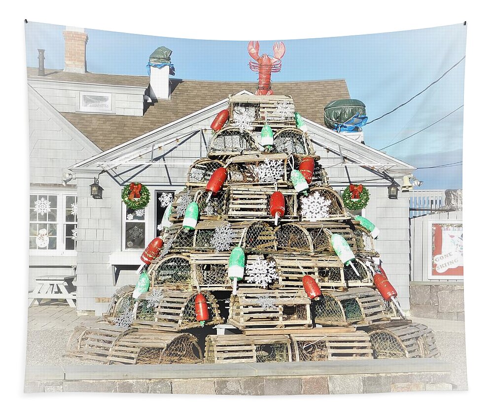 Maine Christmas Tree Tapestry featuring the photograph - Maine Christmas Tree, York ME by THERESA Nye