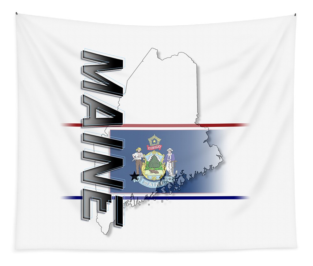Maine Tapestry featuring the digital art Maine State Vertical Print by Rick Bartrand